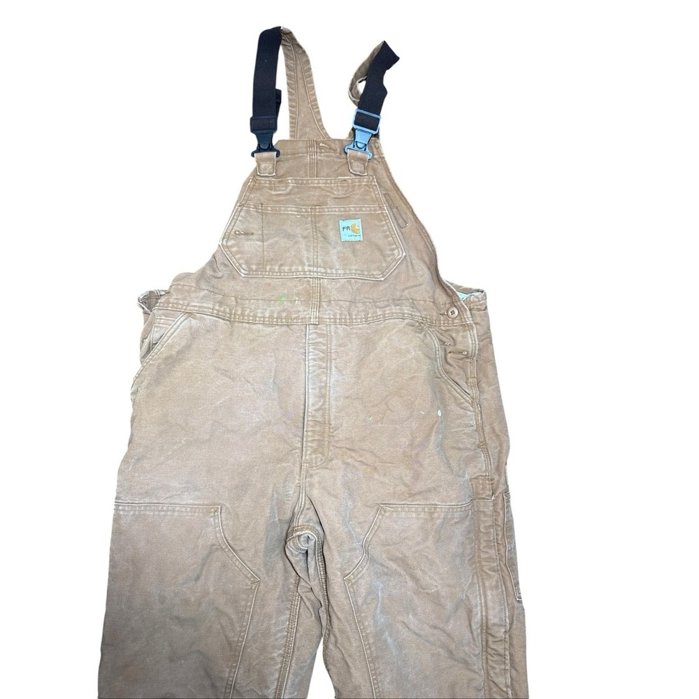 Carhartt Bib Overalls Mens 38x32‎ Brown Insulated